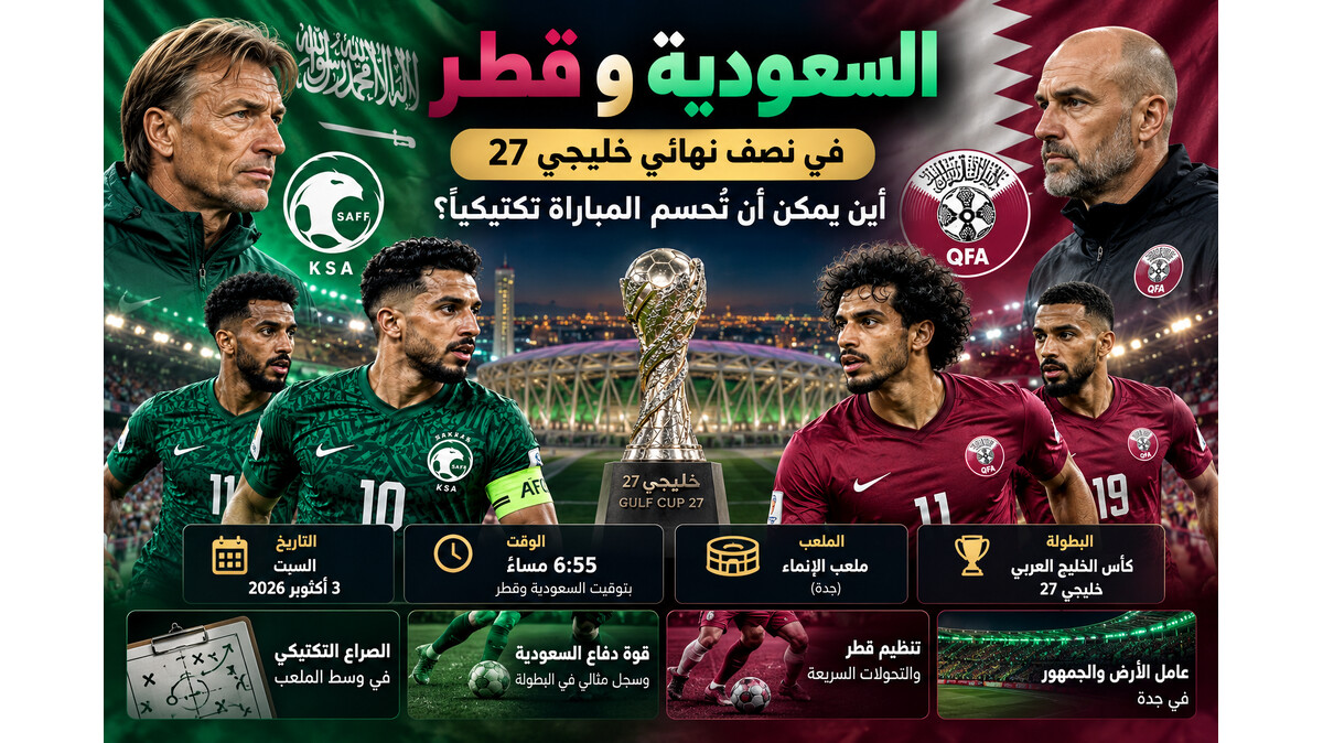السعودية وقطر في خليجي 27.. أين يمكن أن تُحسم المباراة تكتيكيًا؟